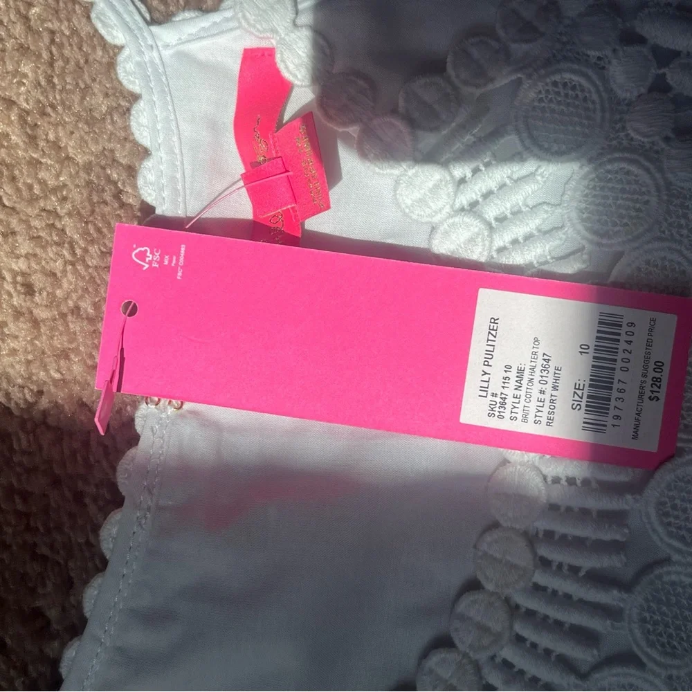 Lilly Pulitzer White NWT Britt Halter Tank Top size 10 - Picture 5 of 9